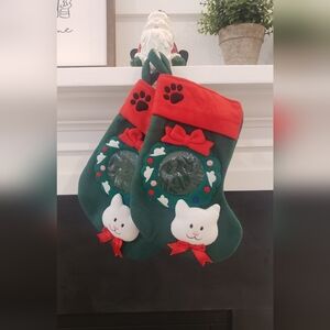 Christmas Kitten Stockings Bundle Of 2, Plastic Circle On Front For Pets Picture